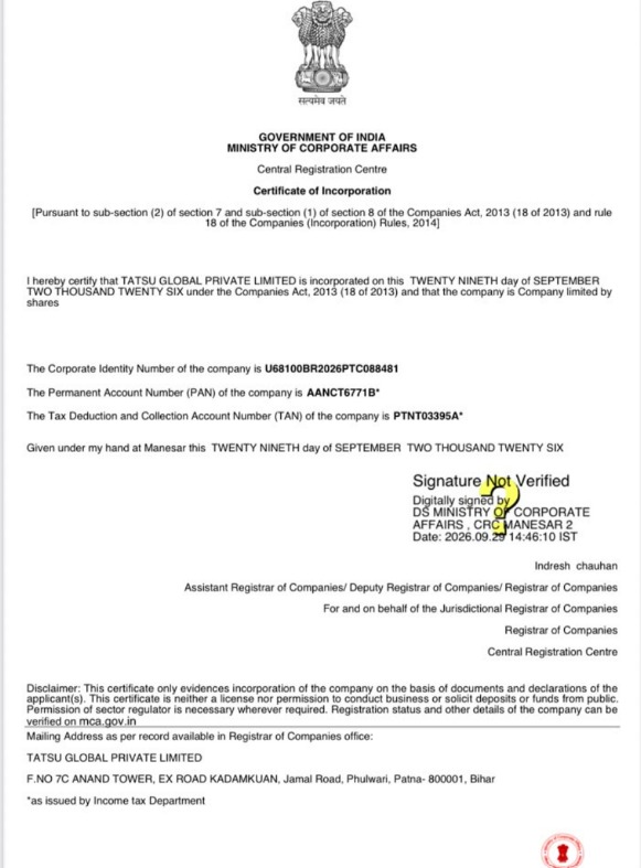 Certificate of Incorporation (COI)